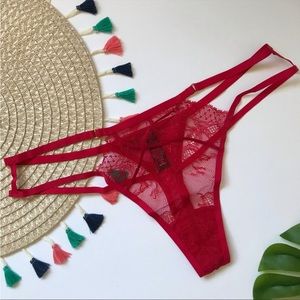 Victoria's Secret Strappy Thong Panty Lipstick Red XL NEW